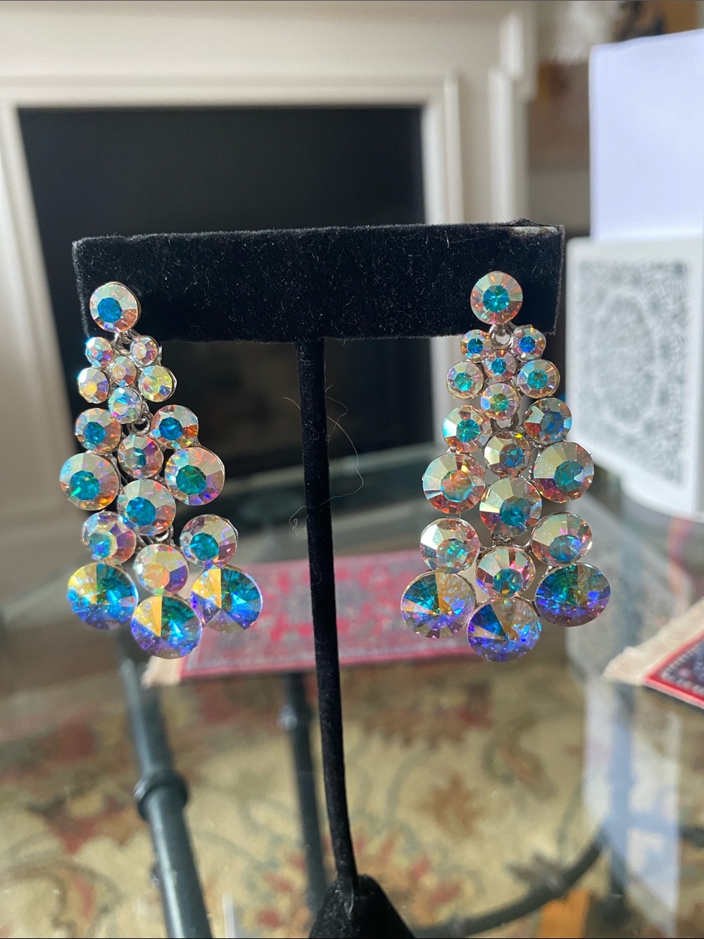 Aurora Crystal Teardrop Statement Earrings - Iridescent